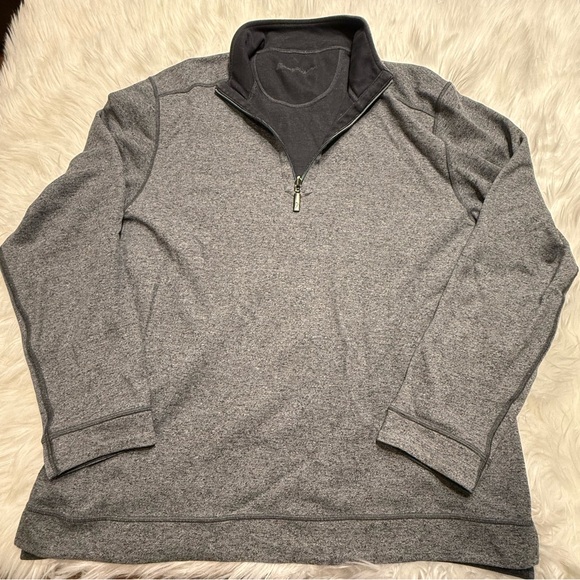 Tommy Bahama | Men’s Large Heather Gray Quarter Zip Light Pullover - Picture 1 of 15